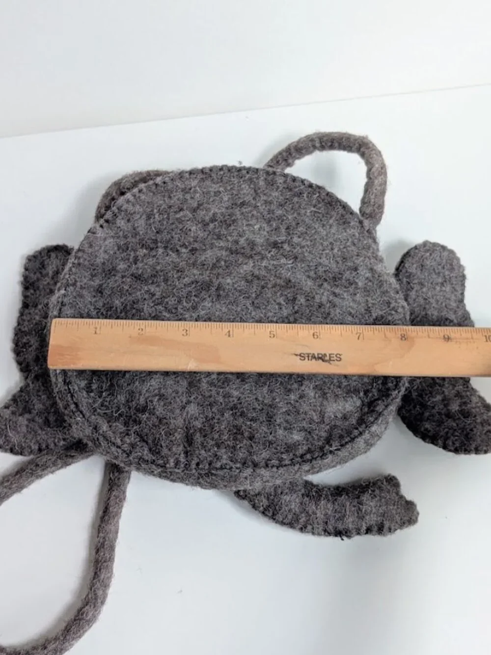 Handmade Brown Elephant Felt Crossbody Shoulder Bag Purse